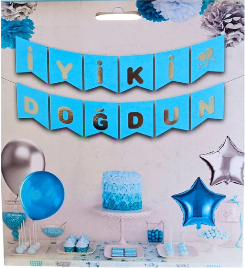 İyi Ki Doğdun Mavi Gümüş Banner